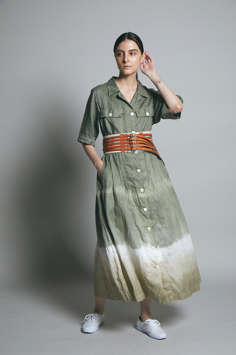 【ナイジェル・ケーボン】WOMAN / リネンタイダイアーミードレス / LINEN TIE-DYE ARMY DRESS