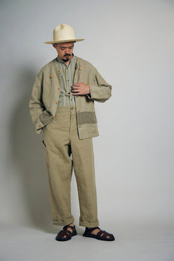 【ナイジェル・ケーボン】MAN / ビーンサックボーダージャケット -ヘンプリネン / BEAN SACK BORDER JACKET -HEMP LINEN