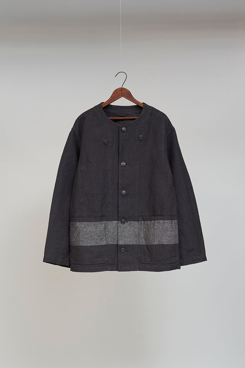 【ナイジェル・ケーボン】MAN / ビーンサックボーダージャケット -ヘンプリネン / BEAN SACK BORDER JACKET -HEMP LINEN