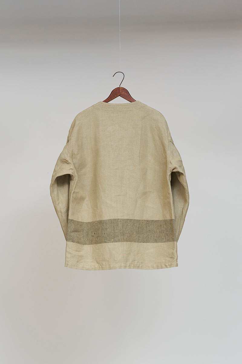 【ナイジェル・ケーボン】MAN / ビーンサックボーダージャケット -ヘンプリネン / BEAN SACK BORDER JACKET -HEMP LINEN