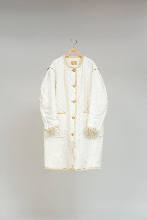 【ナイジェル・ケーボン】WOMAN / エンブロイダリーキルトコート -シルクリネン / EMBROIDERY KILT COAT -SILK LINEN