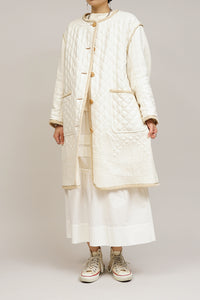 【ナイジェル・ケーボン】WOMAN / エンブロイダリーキルトコート -シルクリネン / EMBROIDERY KILT COAT -SILK LINEN