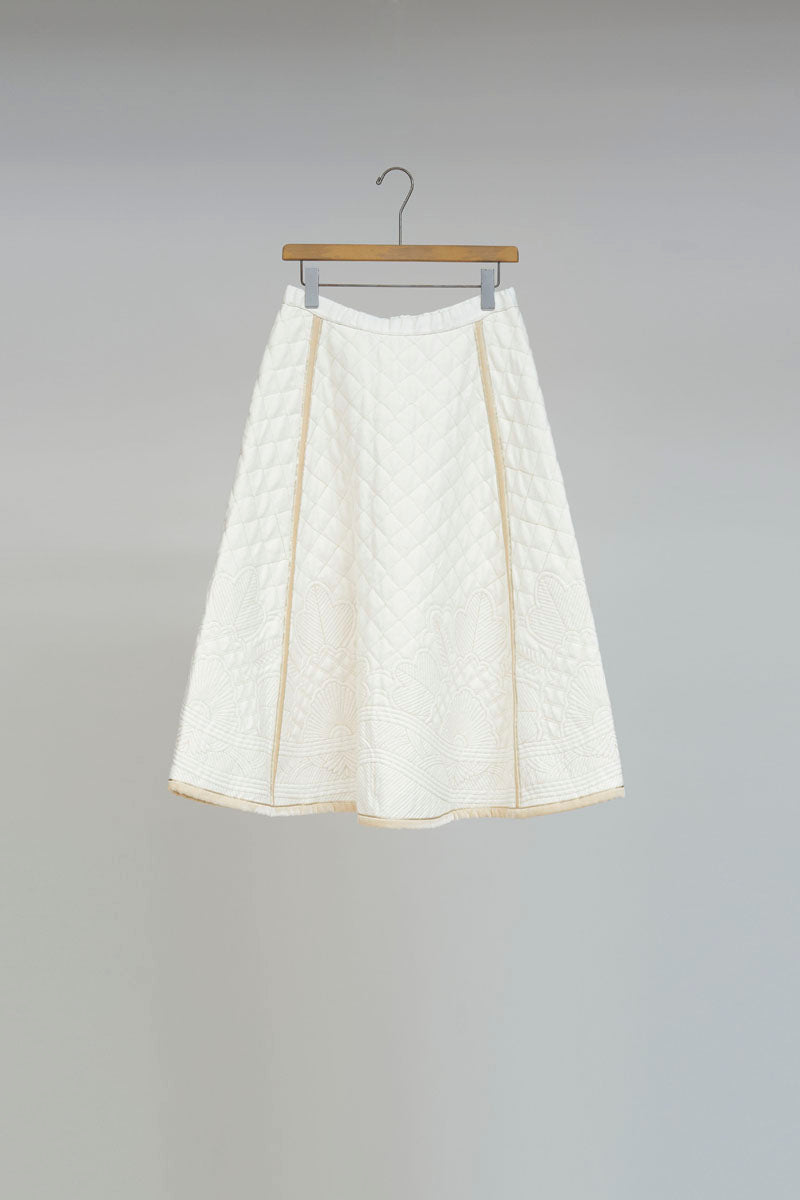 【ナイジェル・ケーボン】WOMAN / エンブロイダリーキルトスカート -シルクリネン / EMBROIDERY KILT SKIRT -SILK LINEN