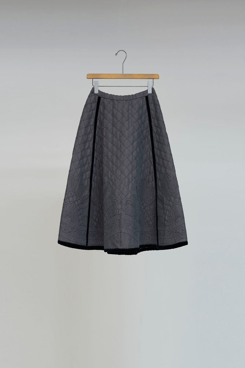 【ナイジェル・ケーボン】WOMAN / エンブロイダリーキルトスカート -シルクリネン / EMBROIDERY KILT SKIRT -SILK LINEN