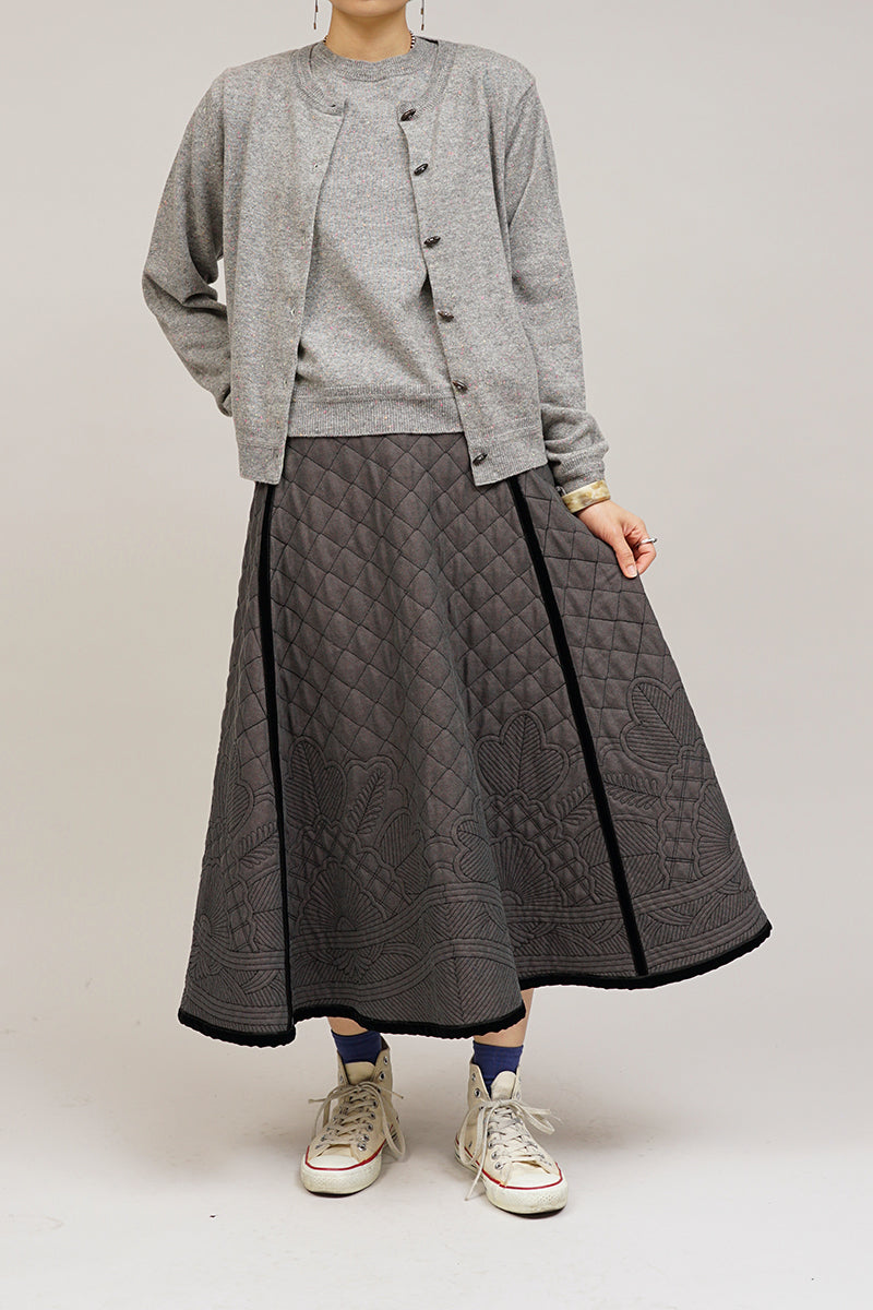 【ナイジェル・ケーボン】WOMAN / エンブロイダリーキルトスカート -シルクリネン / EMBROIDERY KILT SKIRT -SILK LINEN